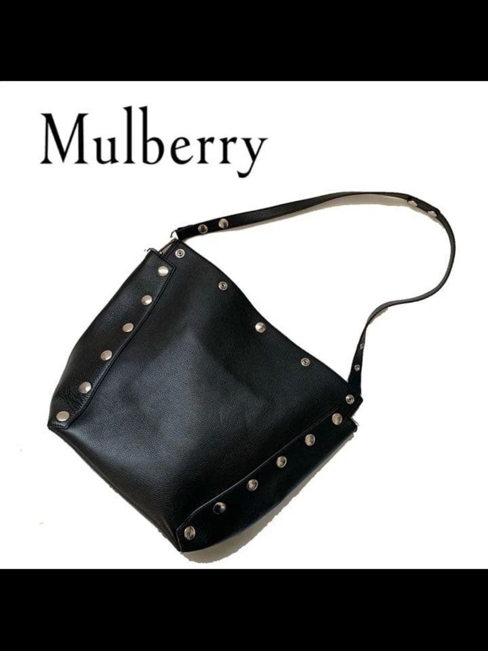 Mulberry Black Leather Studded Hobo Bag